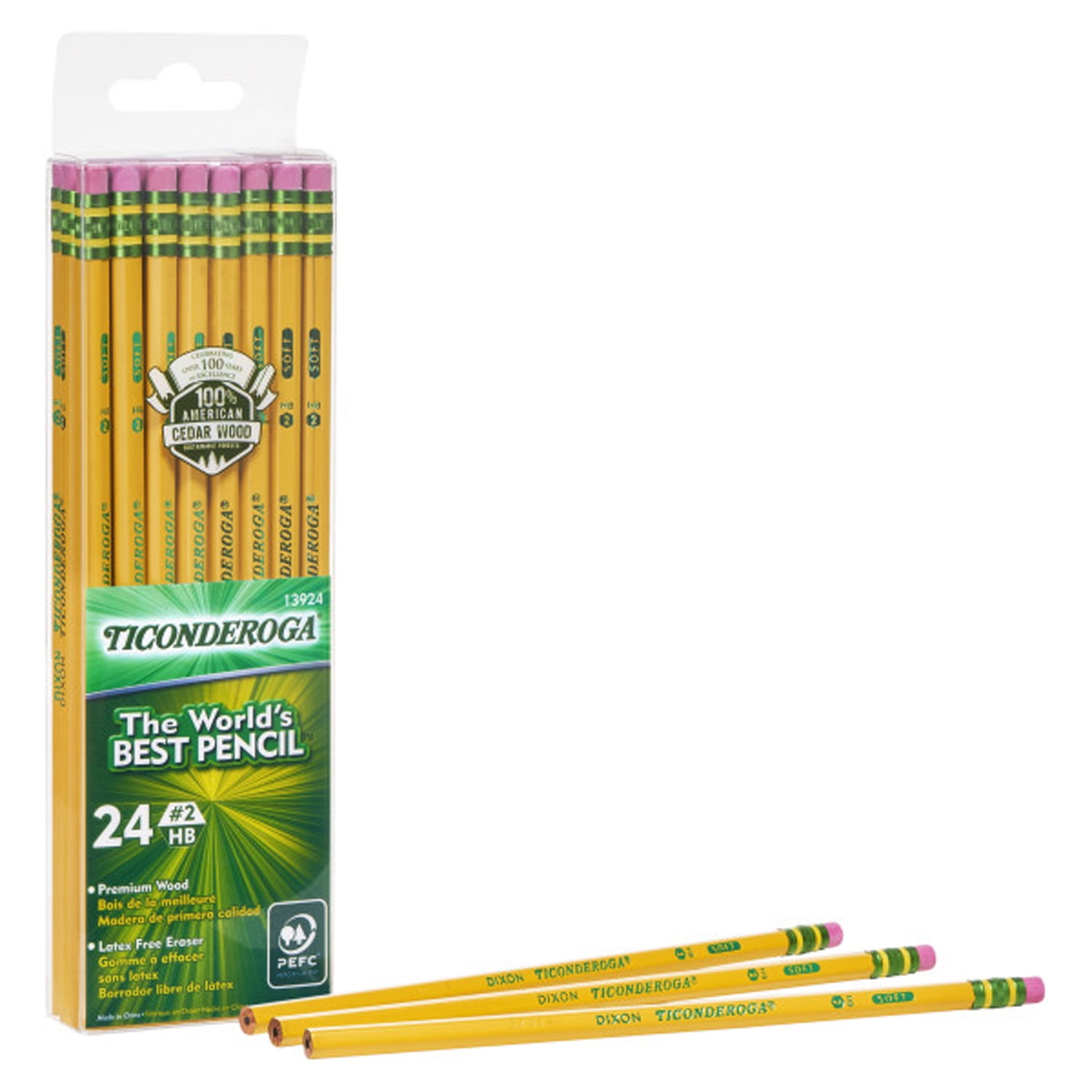 Ticonderoga Pencils, #2 Soft, Yellow, Unsharpened, 24 Per Pack, 2 Packs