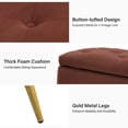 thumbnail image 4 of Tina's Home 45" Velvet Upholstered Storage Bench with Gold Metal Legs for Bedroom, Entryway, Living Room, Burn-Brick, 4 of 9