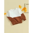 thumbnail image 3 of Bagilaanoe Toddler Baby Girl Boy Casual Sweatshirt Long Sleeve Contrast Color Pullover 6M 12M 18M 24M 3T Kids Fall Loose Tee Tops, 3 of 8