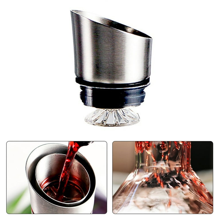 Wine Decanter With Aerator Pourer Lid - 2 In 1-100% Hand Blown