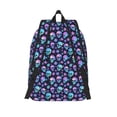 thumbnail image 2 of Lsque Blue Skull Flower Pattern Canvas Daypack, Durable Backpack, High-quality Versatile Backpack,Vintage Compact Backpack-Medium, 2 of 6