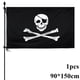 thumbnail image 1 of Bandera pirata de poliéster de 90x150cm, Calavera, hueso, Scart rojo, adorno colgante para el hogar, fiesta temática de Halloween, accesorios de Halloween al aire libre, 1 of 4