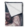 thumbnail image 2 of Space Cat Soft Flannel Fleece Throw Blanket, Vintage Image Astronaut Kitty with American Flag Patriot Animal, Cozy Plush for Indoor and Outdoor Use, 50" x 70", White Red and Dark Blue, by Ambesonne, 2 of 5