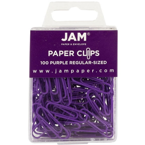 JAM Paper Standard Paper Clips, Purple, 100/Pack, Small 1 in