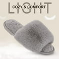 thumbnail image 3 of LongBay Women's Fuzzy Faux Fur Memory Foam Cozy Flat Spa Slide Slippers Comfy Open Toe Slip On House Shoes Sandals, 3 of 7