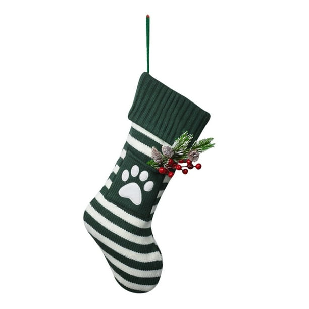 Ounissouiy Calcetines navideños tejidos, regalos para gatos y perros, color brillante, no se desvanecen fácilmente, regalos de Navidad, bolsas Kits de decoración para fiestas Garra Verde