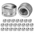 thumbnail image 1 of 25-Pack Threaded Cap Nuts, M5x11mm Screw Caps for Light Fixture, Female Knurled Knob Nut for Ceiling Light Cover Replacement [Chrome Tone], 1 of 7