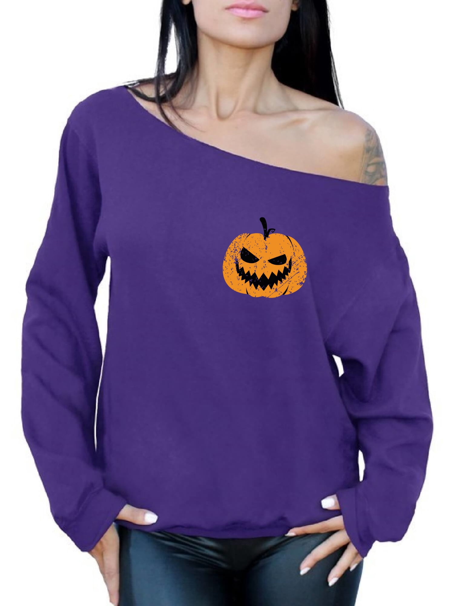 Awkwards Styles Pumpkin Patch Off The Shoulder Sweatshirt for Women  Halloween Oversized Sweater Halloween Pumpkin Baggy Sweatshirt for Women  Jack-O'-Lantern Pumpkin Dolman Long Sleeve Spooky Outfit - Walmart.com