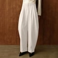 thumbnail image 4 of cocolona Womens High Street Dress Pants Elastic Waist Curved Wide Leg Business Casual Work Pants with Pockets, 4 of 4