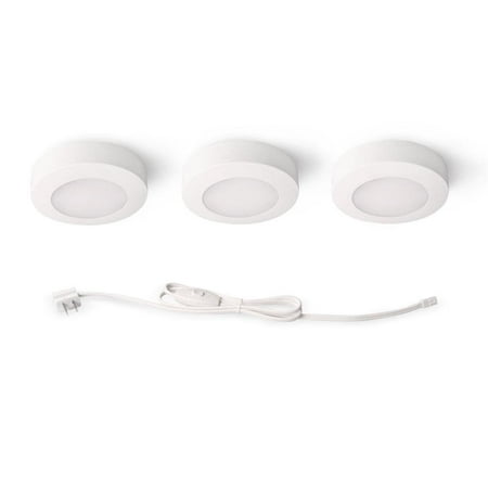 3-Light Plug-In LED White Puck Light Kit With CCT Changing (2700K/3000K/4000K)