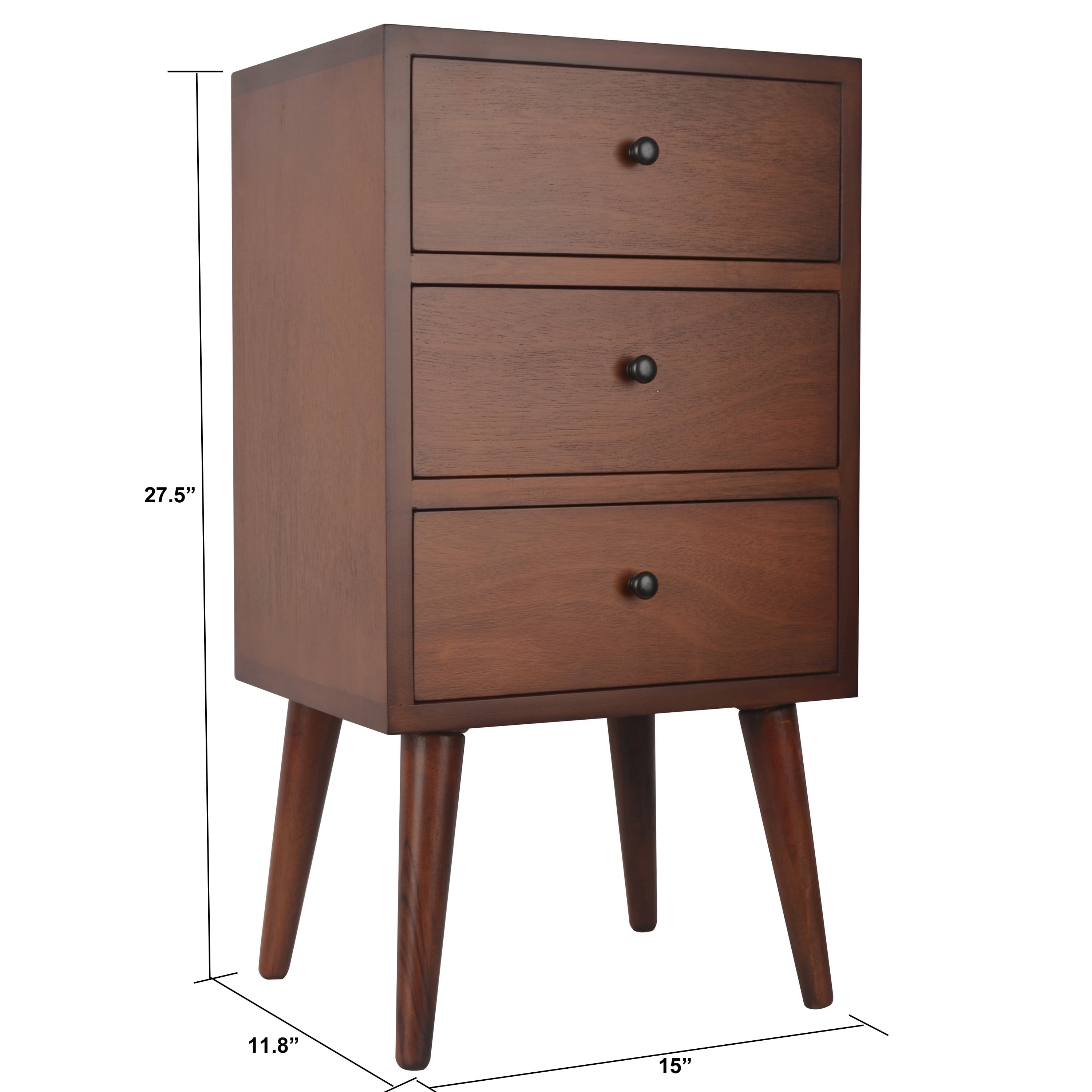 Mid Century Three Drawer Wood Side Table Walmartcom Walmartcom