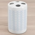 thumbnail image 1 of Floral Ceramic Toothbrush Holder, Geometric Design Vertical Flowers Pattern on Blue Background Art, Decorative Versatile Countertop for Bathroom, 4.5" X 2.7", Pale Blue White, by Ambesonne, 1 of 4