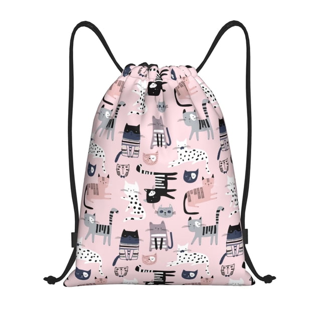 Fotbe Cat Bolsa Mochila con Cordón Estampada, Bolsa de Gimnasio Deportiva, Bolsa Cinch, Bolsa con Cordón para Hombres y Mujeres-Medium