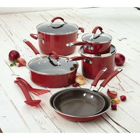 kitchen rachael set ray walmart Cookware 12 Rachael Piece Enamel Cucina Nonstick Hard Ray