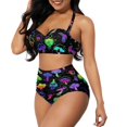 thumbnail image 1 of Conjunto de bikini Yewattles, traje de baño halter de cintura alta para mujer, 1 of 7
