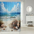 thumbnail image 2 of Erosebridal Tropical Beach Shower Curtain 72x72, Ocean Wave Starfish Conch Bath Curtain Waterproof, 2 of 5