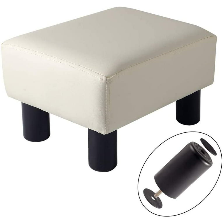 TOUCH-RICH Footrest Small Ottoman Stool PU Leather Modern Seat Chair  Footstool (Blue)