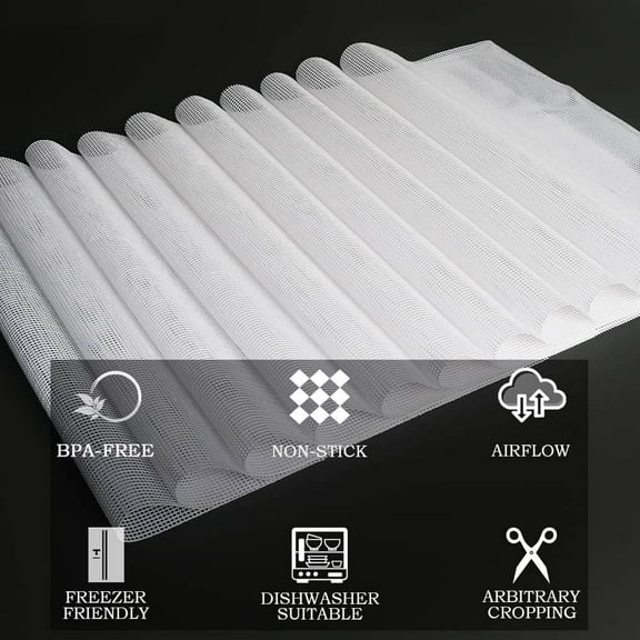 10Pack Premium Non-Stick Silicone Dehydrator Sheets,Reusable Food Fruit Dehydrator Steamer Mesh Baking Mats Pads for Fruit Dryer