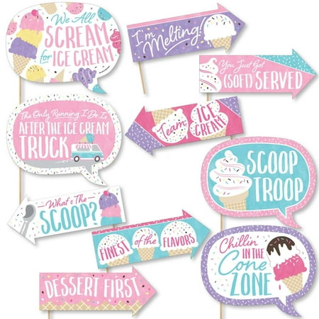 Big Dot of Happiness Funny Scoop Up the Fun - Ice Cream - Sprinkles Party Photo Booth Props Kit - 10 Piece