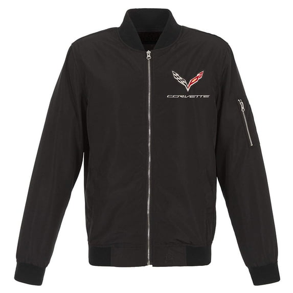 JH Design Group Mens Chevy Corvette Lightweight Zip-Up Nylon Jacket with Knit Trim
