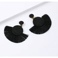 thumbnail image 2 of Bohemian clip on 3" gold and black thread dangle fan style earrings, 2 of 3