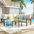 thumbnail image 3 of NATURAL EXPRESSIONS 6 Pieces Patio Furniture Sets, Metal Outdoor Sectional Furniture L Shape Patio Conversation Sets,Highback Frame,Metal Table,Large Waterproof Cover, 6.5" Olefin Cushions, 3 of 8
