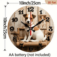 thumbnail image 3 of 2D Flat 1pc 10Inch Wooden Vintage Jack Russell Terrier Wall Clock - Silent Pet-Themed Decor, Round Wooden Design with Black Numbers Hands, Perfect for Home, Office, or Gift, Battery Operated, 3 of 7