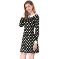 thumbnail image 4 of Unique Bargains Robe Trapèze au-Dessus du Genou pour Femme à Pois avec Col Contrastant, 4 of 7