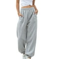 thumbnail image 1 of Pantalones de vestir de mujer de talla grande para el trabajo Casual de negocios Pantalón Algodón Bolsillo Lateral Shopping Niñas (Grey, M), 1 of 5