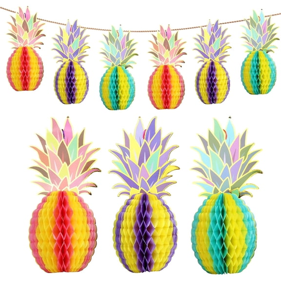 6pcs Pineapple Theme Table Centerpieces Decorations, Cake Table or Room Decor, Easy to Assemble& Reusable