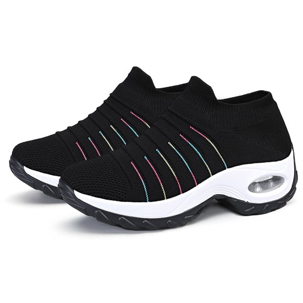 JShteea Zapatos Casuales Mujer Air Cushion Light Hockproof para Verano (39 Black White)