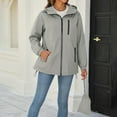 thumbnail image 3 of EchfiProm Gray Wind Breaker Jacket Womens Packable Zip-up Fall Waterproof Lightweight Hooded Coat, 3 of 8