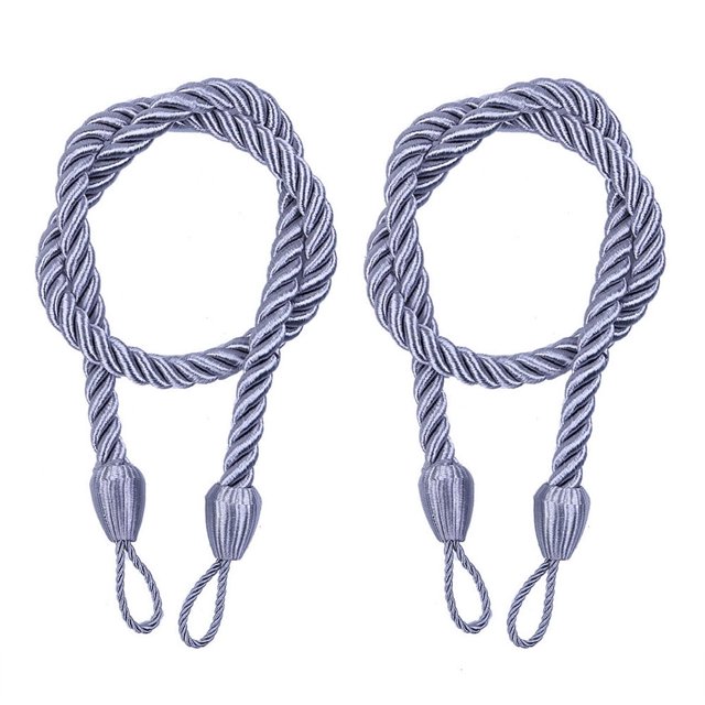 Daiosportswear Liquidación 2 piezas de alzapaños de cuerda para cortina de ventana con hebilla de cordón, alzapaños grises