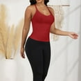 thumbnail image 2 of Women's Ribbed Knit Deep V Neck Tank Top with Seamless Design - Small, Red, 2 of 7