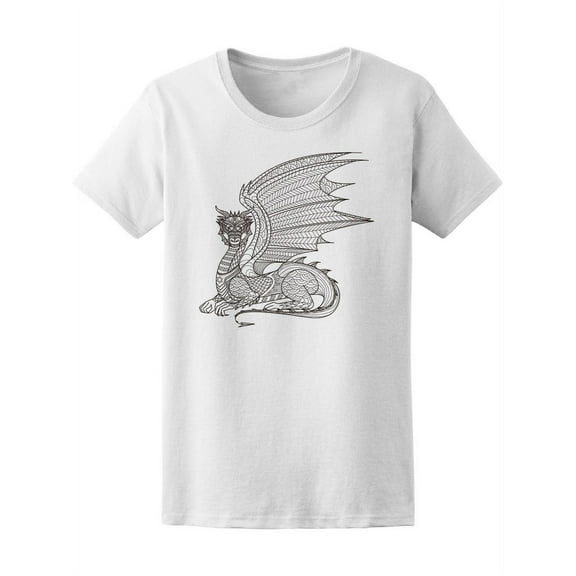 Hand Drawn Zendoodle Dragon T-Shirt Women -Image by Shutterstock, Female Small