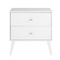 thumbnail image 3 of Wright Home Mid-Century Modern Wood 2 Drawer Nightstand in White, 3 of 9