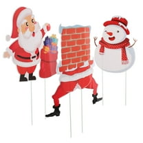 EXHUMKY Christmas Yard Signs 3 Pieces Red Plastic Outdoor Holiday Decorations Festive Lawn Decor