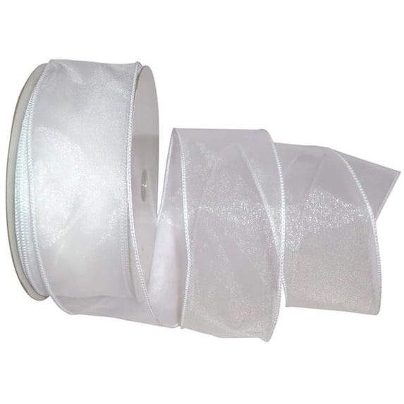 Sheer Lovely Value Wired Edge Ribbon - White - 2.5 in. x 50 yards