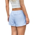 thumbnail image 4 of UDAUDU Women's Casual Shorts Drawstring Striped Loose Fit Summer Beach Shorts Lightweight Vacation Wide Leg Pants Light Blue S, 4 of 4