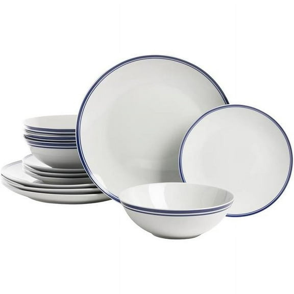 10 Strawberry Street SM-1200-CP-B 12 Piece Round Coupe Dinnerware Set, Blue