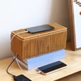 thumbnail image 4 of Wicker Style Power Strip Storage Box Desktop Cable Management Box for Power Outlet Charger Adapter Cord Organizer Hide Wires Data Cable Holder, 4 of 7