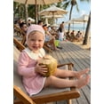 thumbnail image 3 of BemeyourBBs Toddler Baby Girl Swimsuit Infant Bathing Suit 3 Pieces Swimsuits Swim Dress Ruffle Long Sleeve Backless Top with Skirt Set Sun Hat Rash Guard Swimwear Summer Beach Wear, 3 of 9