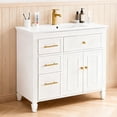 thumbnail image 4 of 36" White Bathroom Vanity with Sink, Modern Single Bathroom Cabinet with 4 Drawers & 2 Doors, Freestanding Bathroom Sink Vanity with Ceramic Basin, 4 of 7