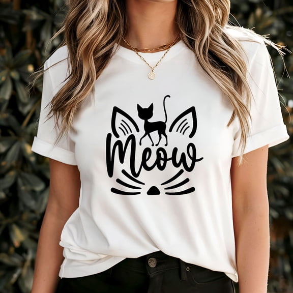 ChaChaCoo Meow T-Shirt, Cute Cat Lover Tee, Funny Feline Graphic Shirt, Kitty Mom Gift Idea, Adorable Pet Quote Apparel for Women