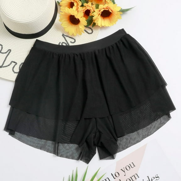 IDALL Swimsuit Coverup,Swim Suits Women Sheer Mesh Cover Up Shorts Beach Cover Up Beach Wrap Bikini Wraps Cover Ups For Swimwear Ruffle Pants Beach Dress,Kimonos,Beach Cover Up Black L