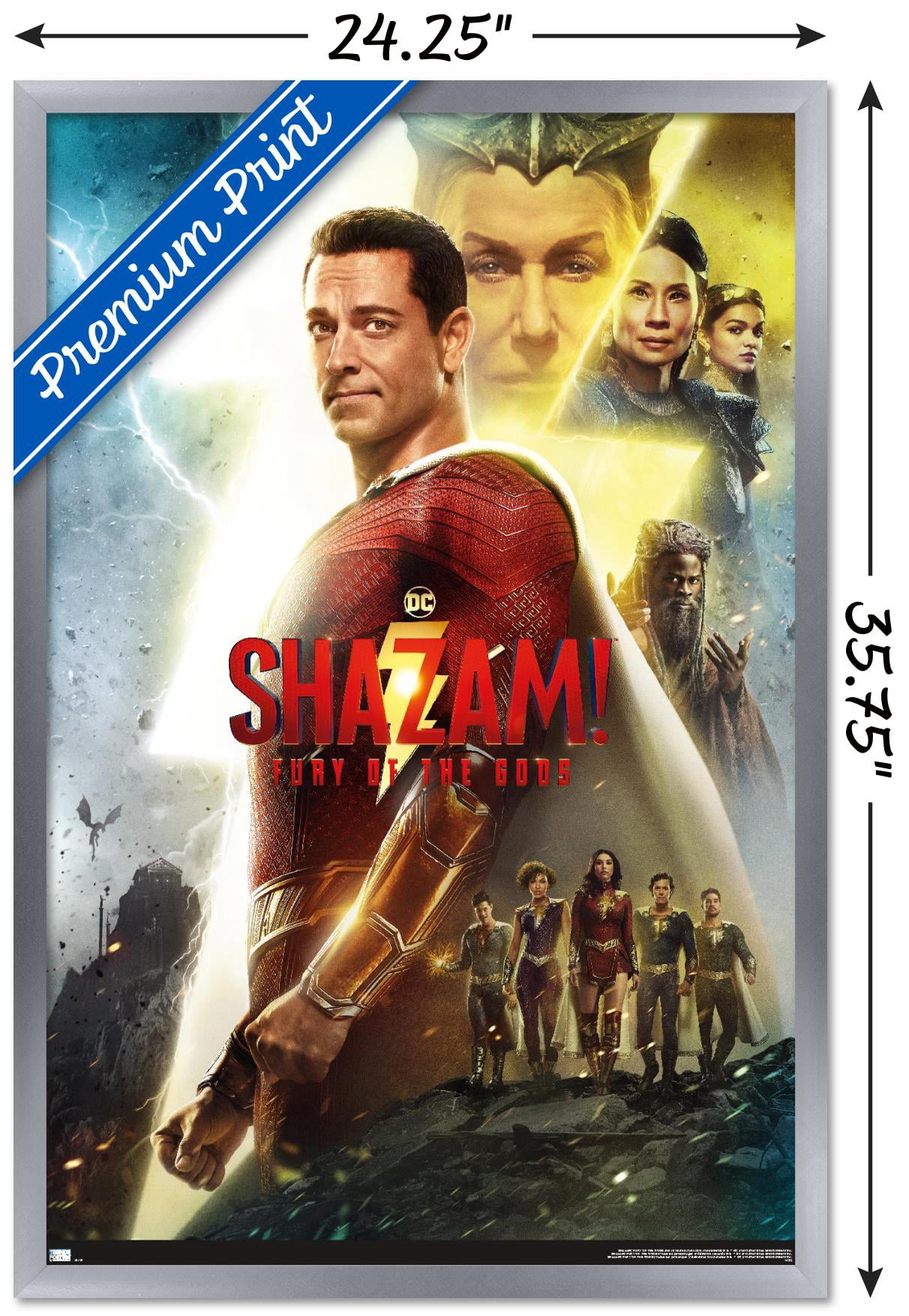 DC Comics Movie Shazam! Fury of the Gods - One Sheet Wall Poster, 22.375" x 34" Framed