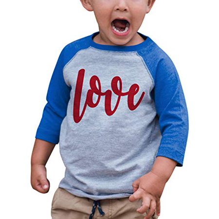 

7 ate 9 Apparel Kids Love Happy Valentine s Day Blue Raglan