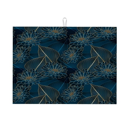

Dish Drying Mat Abstract Chrysanthemums Microfiber Absorbent Drying Mats Reversible Kitchen Countertop Protector Dishes Drainer Rack Pad 18x24 Inch