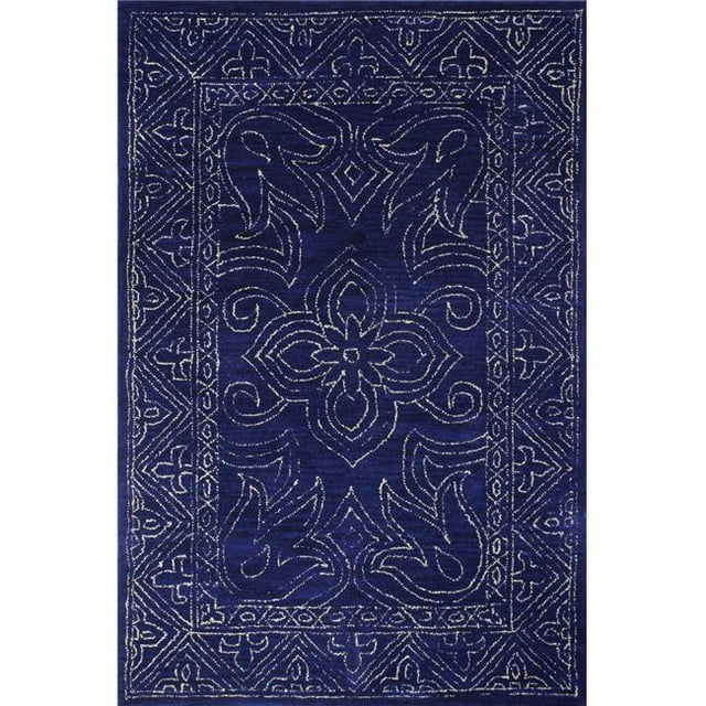 Bashian R120-NV-4X6-CL130 Venezia Collection Floral Transitional 100 Percent Wool Hand Tufted Area Rug, Navy - 3 ft. 6 in. x 5 ft. 6 in.