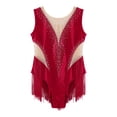 thumbnail image 6 of vastwit Kid Girls Ballet Latin Dance Leotard Figure Skating Performance Costume Gymnastic Bodysuit Burgundy 10, 6 of 7